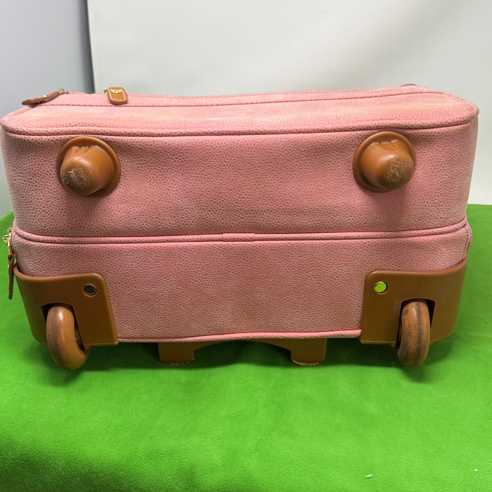 Bric's Pink Pebbled Suede Rolling Luggage Bag - Picture 5 of 15
